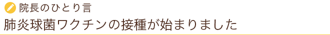 院長のひとり言 肺炎球菌ワクチンの接種が始まりました